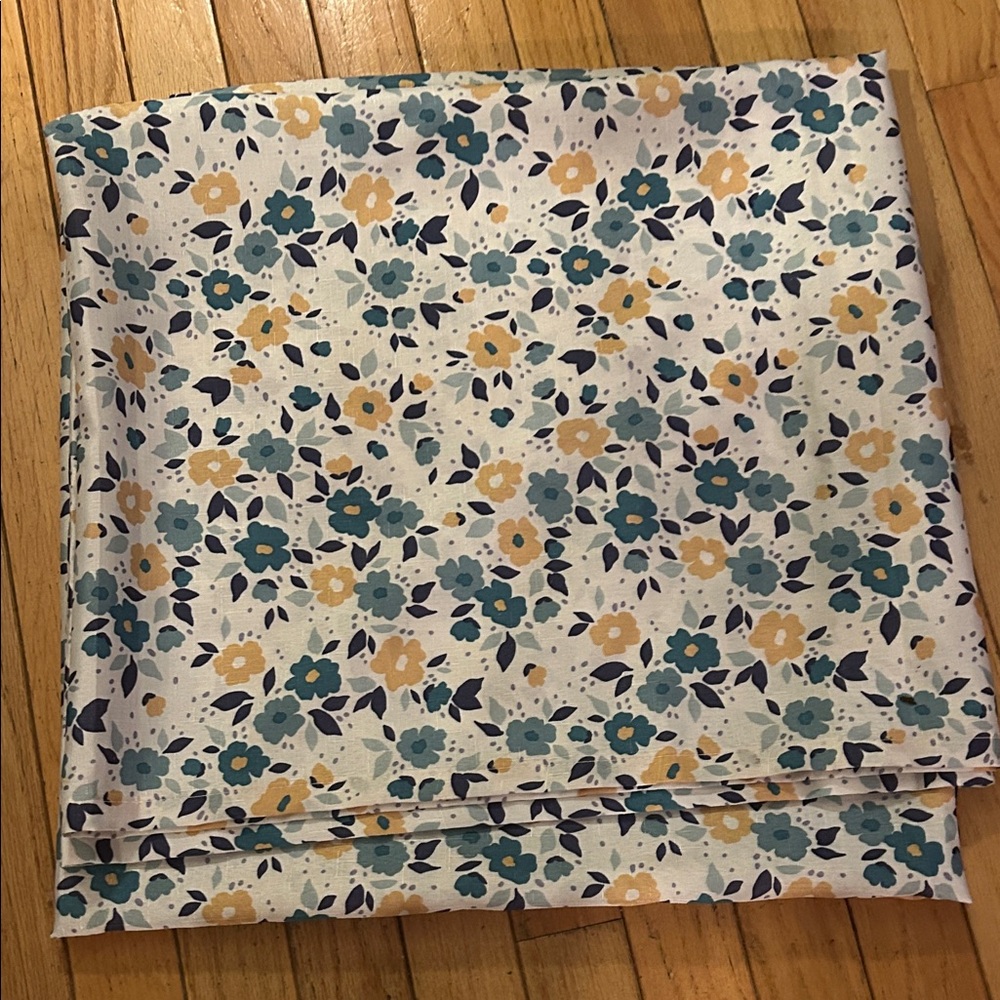 Mainstays Floral Shower Curtain Panel in Teal, Mustard & Navy. 74”l x 74”w